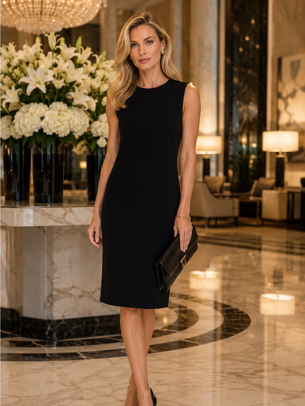 St. John Caviar Black Wool Knit Shift Dress Size M | Us 8